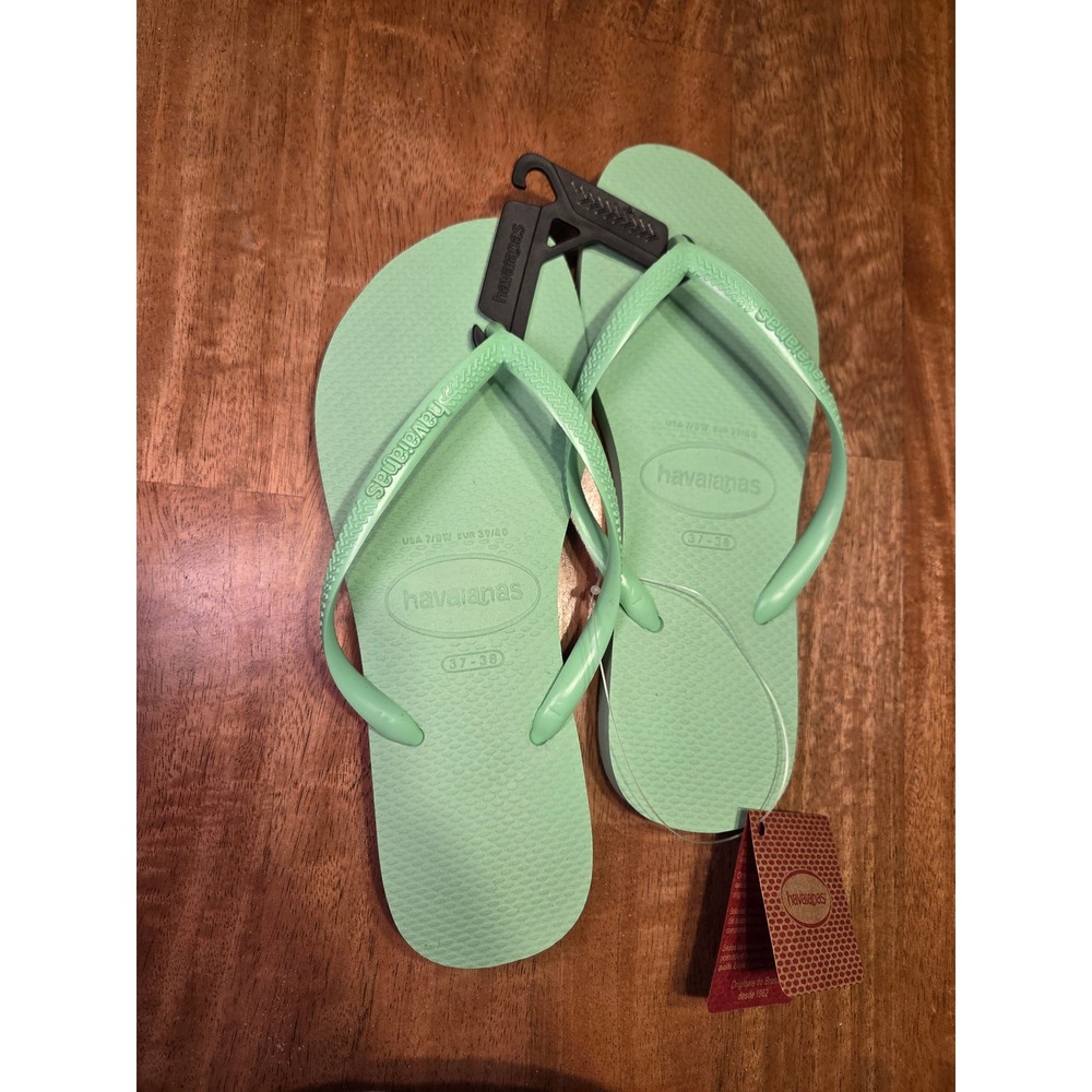 NWT Havaianas Women's Slim Flip Flops Green Garden/Verde Jardim Size(US 7/8)